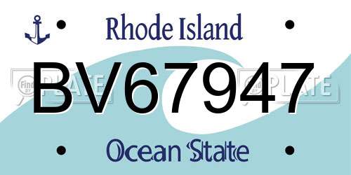 BV67947 Rhode Island License Plate