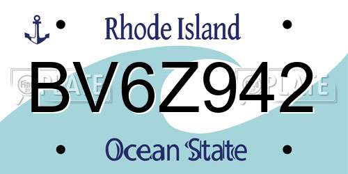 BV6Z942 Rhode Island License Plate