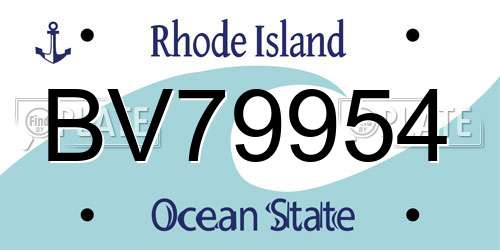 BV79954 Rhode Island License Plate