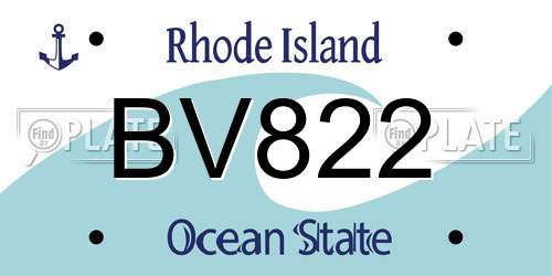 BV822 Rhode Island License Plate