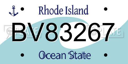 BV83267 Rhode Island License Plate