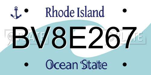 BV8E267 Rhode Island License Plate