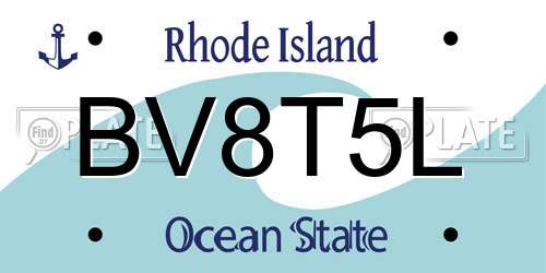 BV8T5L Rhode Island License Plate