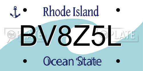 BV8Z5L Rhode Island License Plate