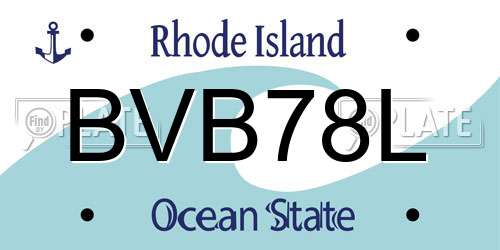 BVB78L Rhode Island License Plate
