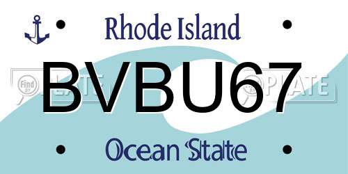 BVBU67 Rhode Island License Plate