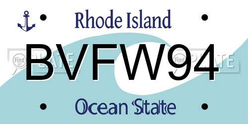 BVFW94 Rhode Island License Plate