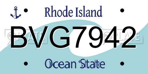 BVG7942 Rhode Island License Plate