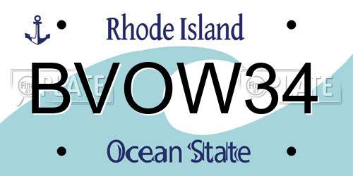 BVOW34 Rhode Island License Plate