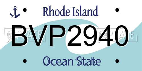 BVP2940 Rhode Island License Plate