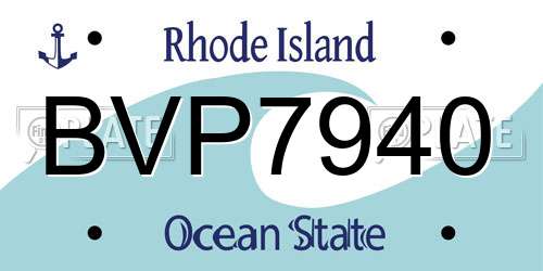 BVP7940 Rhode Island License Plate