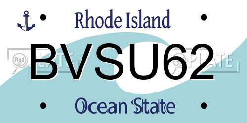 BVSU62 Rhode Island License Plate