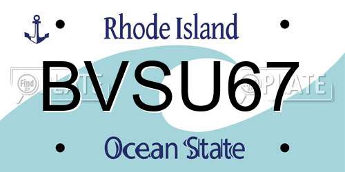 BVSU67 Rhode Island License Plate