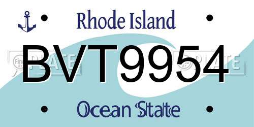 BVT9954 Rhode Island License Plate