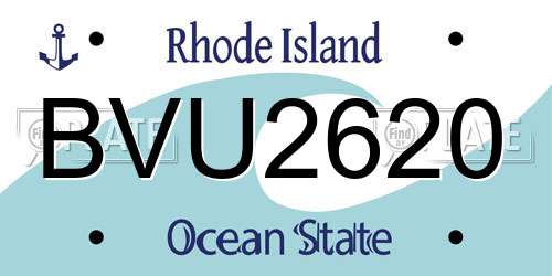 BVU2620 Rhode Island License Plate