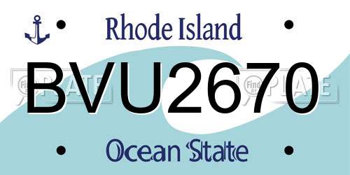 BVU2670 Rhode Island License Plate