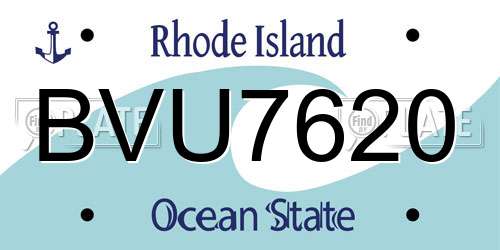BVU7620 Rhode Island License Plate