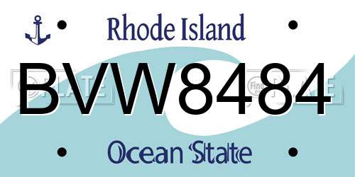 BVW8484 Rhode Island License Plate