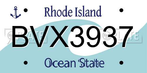 BVX3937 Rhode Island License Plate