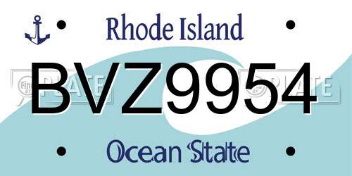BVZ9954 Rhode Island License Plate