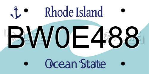 BW0E488 Rhode Island License Plate