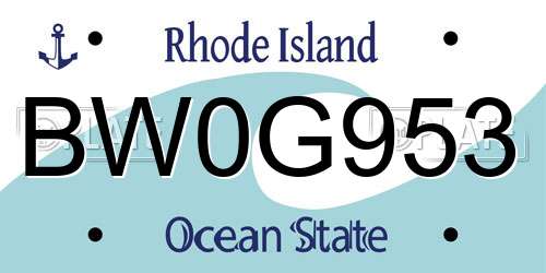 BW0G953 Rhode Island License Plate