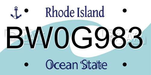 BW0G983 Rhode Island License Plate