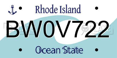 BW0V722 Rhode Island License Plate