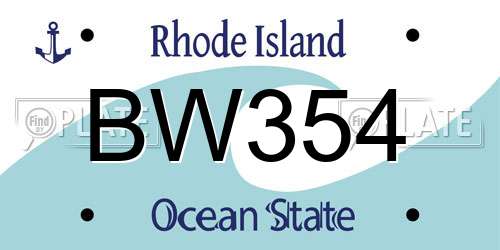 BW354 Rhode Island License Plate