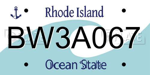 BW3A067 Rhode Island License Plate