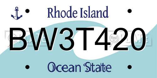 BW3T420 Rhode Island License Plate