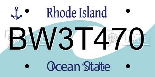 BW3T470 Rhode Island License Plate