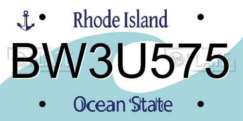 BW3U575 Rhode Island License Plate