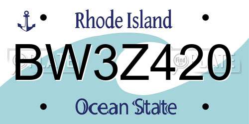 BW3Z420 Rhode Island License Plate