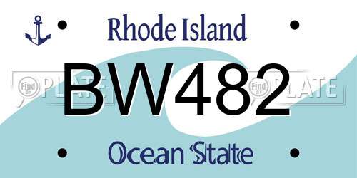 BW482 Rhode Island License Plate