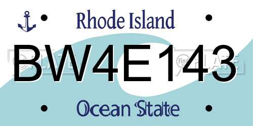 BW4E143 Rhode Island License Plate