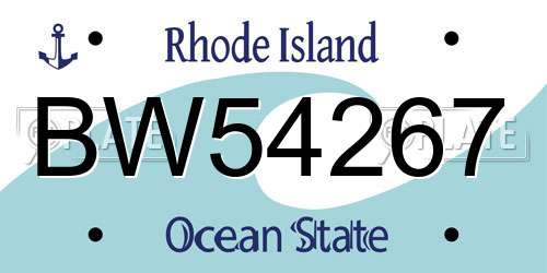 BW54267 Rhode Island License Plate