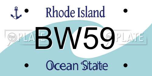 BW59 Rhode Island License Plate