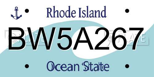 BW5A267 Rhode Island License Plate