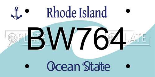 BW764 Rhode Island License Plate