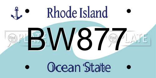 BW877 Rhode Island License Plate