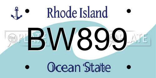 BW899 Rhode Island License Plate