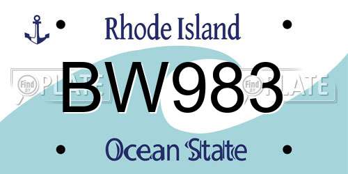 BW983 Rhode Island License Plate