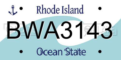 BWA3143 Rhode Island License Plate