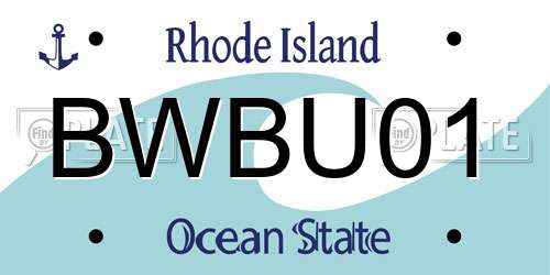 BWBU01 Rhode Island License Plate