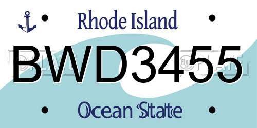 BWD3455 Rhode Island License Plate