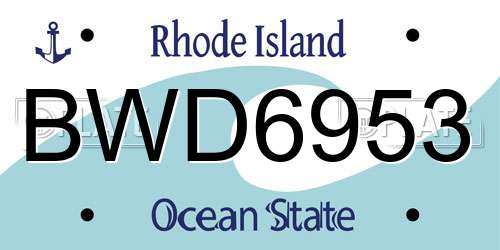 BWD6953 Rhode Island License Plate