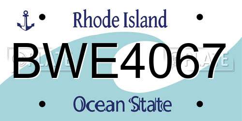 BWE4067 Rhode Island License Plate