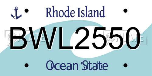BWL2550 Rhode Island License Plate