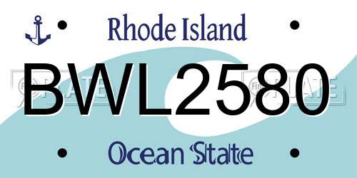 BWL2580 Rhode Island License Plate